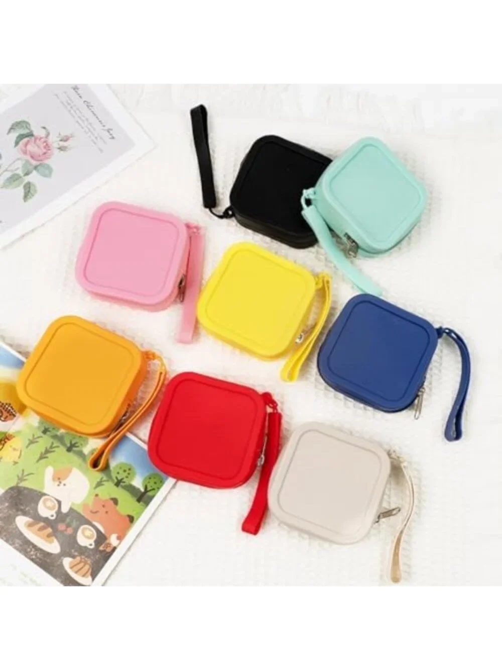Colorful 8PCS Silicone Coin Purse Set - Waterproof Zipper Pouches for Travel